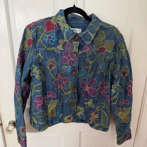 Coldwater Creek Multicolor Floral Jean Jacket